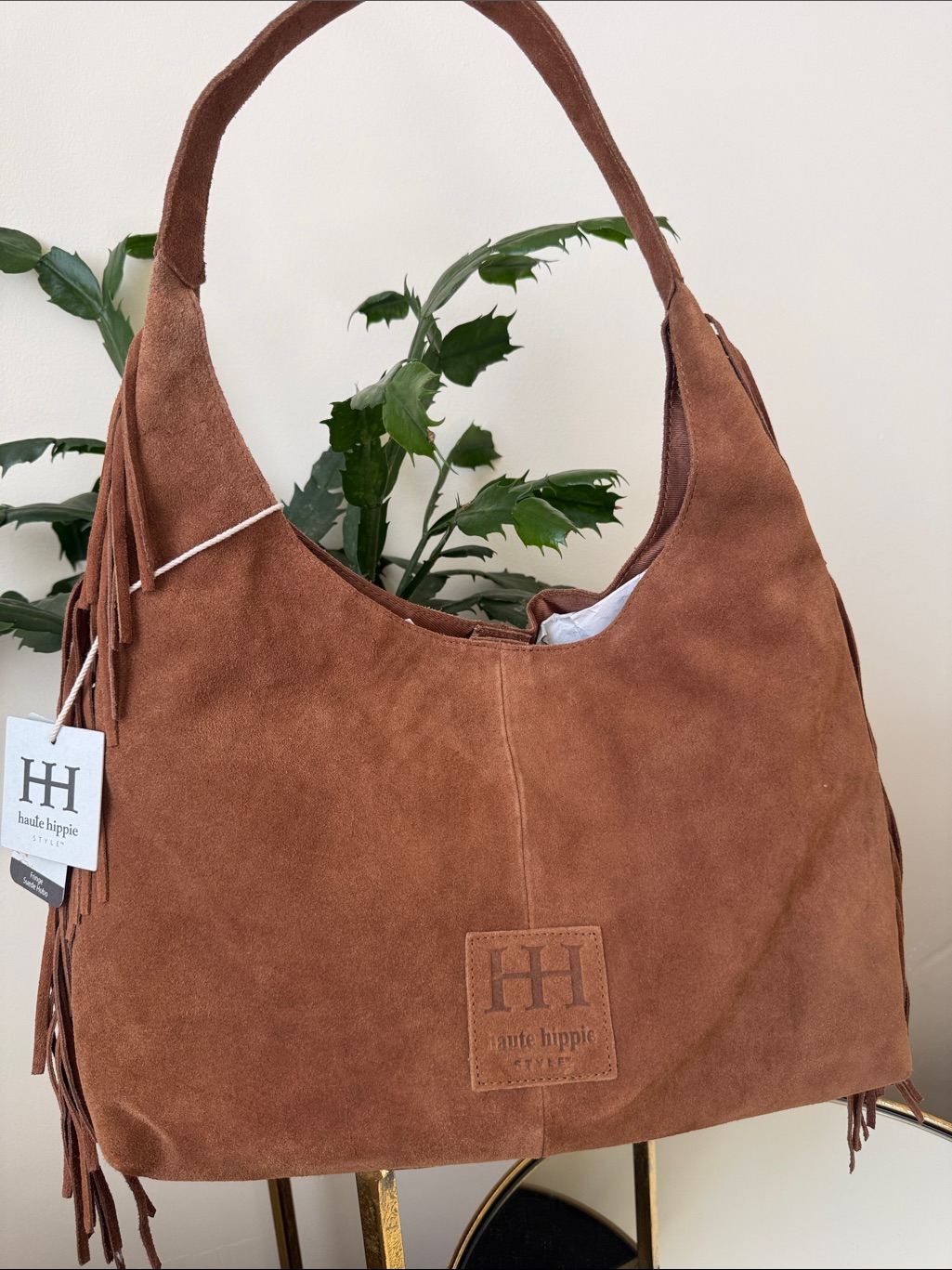 Haute Hippie Brown Suede Hobo Shoulder Bag